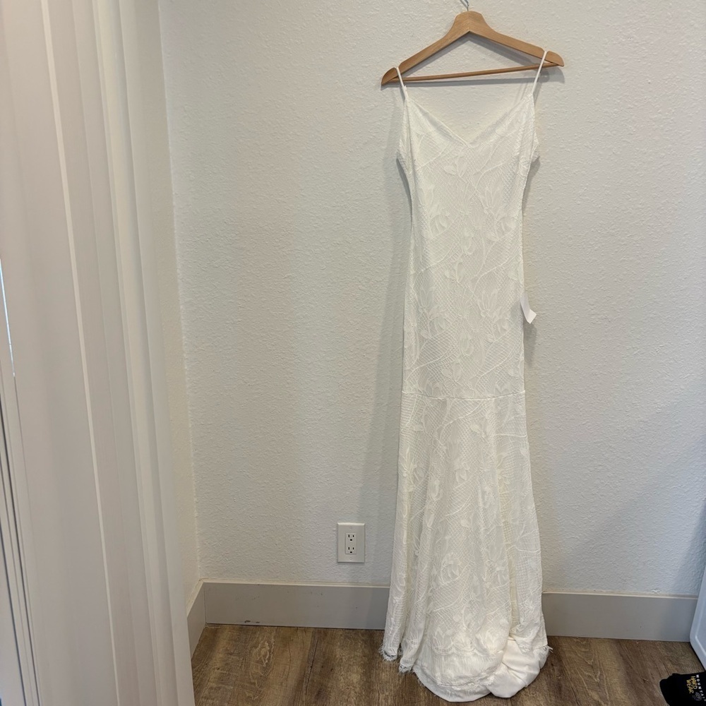 NWT Lulus Flawless Extravagance White Lace Trumpet Hem Maxi Dress - Picture 5 of 10